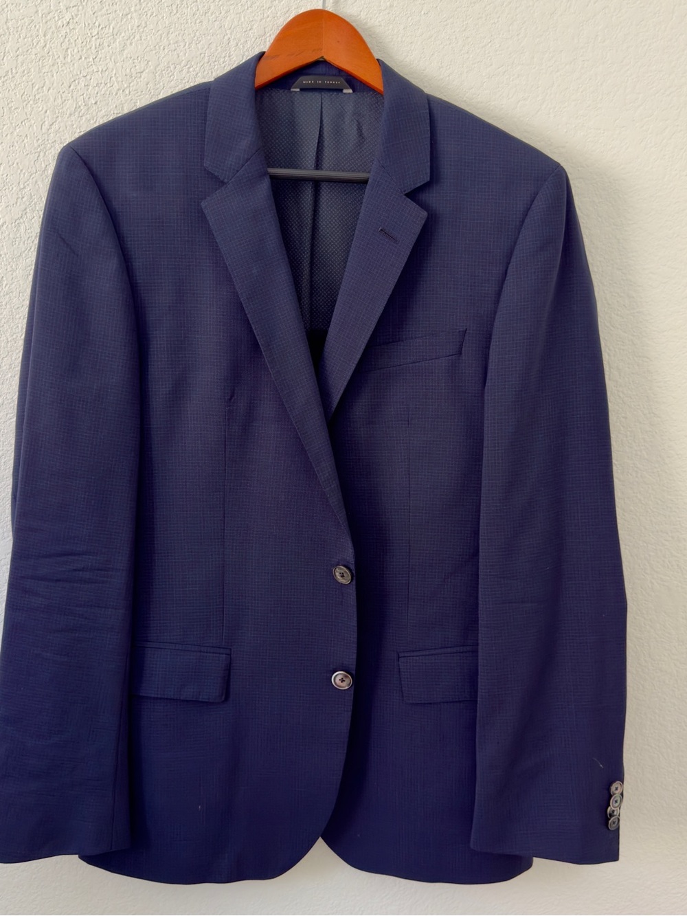 Hugo Boss Navy Grid Textured Suit Set 40R